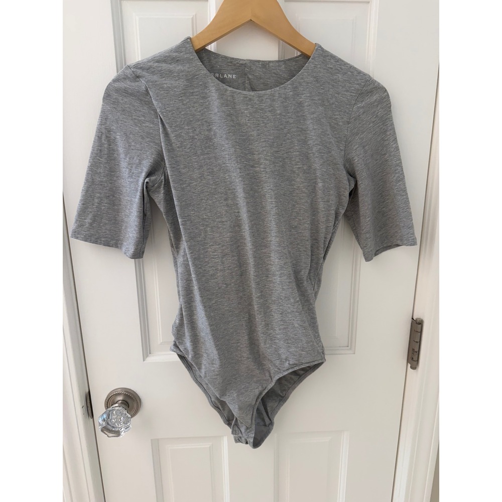 Everlane Supima Cotton Short Sleeve Bodysuit Heather Grey M Slim Fit